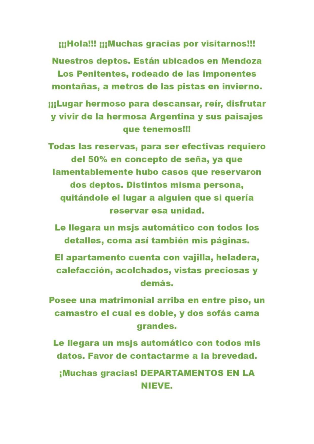 Hermoso Departamento Frente A Las Montanas Los Penitentes Eksteriør billede